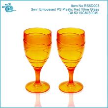 Swirl Embossed PS Plastic Reusable Red Wine Glass