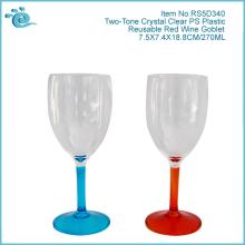 Two-Tone Crystal Clear PS Plastic Reusable Red Wine Goblet