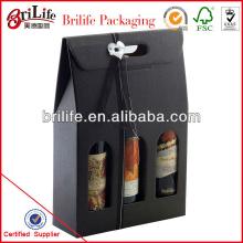 High Quality Die-cut Handle 2 or 3 bottle Wine Box