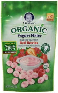 Gerber Organic Yogurt Melts Fruit Snacks  Red  Berries, 1 Ounce (Pack of 7)