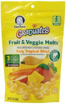  Gerber  Graduates Fruit and Veggie Melts Truly Tropical Blend, 1 Ounce (Pack of 7)