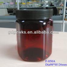 28 oz Dark Brown Plastic Bottle for Food with Black Screw Lid, Colorful PET Food Jar with Cap