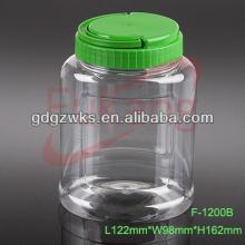 1200ml transparent PET tea coffee sugar jars with screw cap for sale,plastic chocolate container man