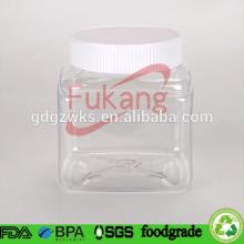 550ml square shape clear plastic candy jar packaging lollipops candy / jelly candy with white screw