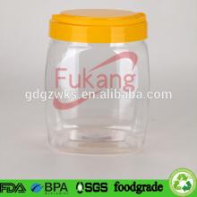 60 OZ Large Empty Clear PET Plastic Candy Jar Packaging Chocolate / Jelly Candy / Lollipops With Yel