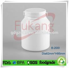 200ml HDPE plastic chewing gum white bottle wholesale factory,7 oz HDPE plastic candy jar low  bulk  p