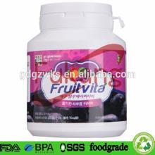 200cc plastic chewing gum white bottle,HDPE fruit candy jar with tamper evident lid,offer sticking l