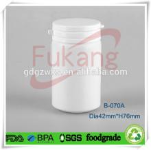 plastic chewing gum white container,70ml chewing candy HDPE plastic jar,round herbal candy HDPE bott