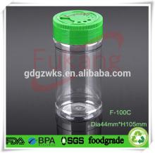 100ml PET clear plastic spice pepper  powder  bottle with black color twist top cap