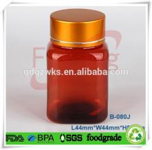 80cc PET transparent yellow color plastic medicine pill vials,plastic vitamins E capsules vials with