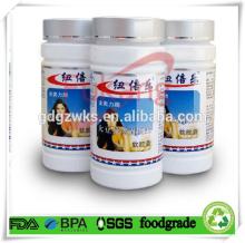 275cc HDPE plastic pill white cylindrical bottle packaging vitamin E tablets with aluminum lid and O
