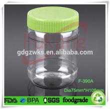 320ml,390ml,1000ml PET clear plastic dried fish round can,plastic  fruit   tin &aluminum lid / cap