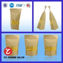 Custom made Stand up Sack Kraft  Paper  Bags/Doypack Kraft  Paper  Bag with window/ Craft   Paper  Bags for