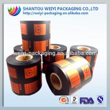 Plastic food packaging film for chocolate bar cereal bars