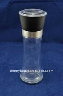 black pepper mill, kitchen grinder  glass   container 