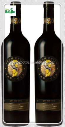high quality dry red wine bottle, custom design dark red wine bottles
