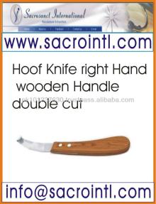 Hoof Knife right Hand wooden Handle double cut