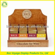 Countertop wooden  chocolate  for wine  display 