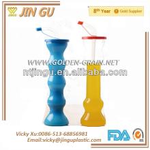 plastic straw cup,plastic 350ml promotional pp Creative coconut tree shape water cup