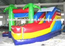 2012 tropical colorful inflatable coconut palm jumping house with wet dry rainbow water slide combo