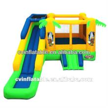 coconut palm cartoon commercial inflatable wet dry water slide bouncer combo for kids on sale