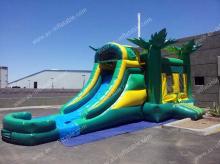 Coconut tree inflatable bouncy castle with water slide