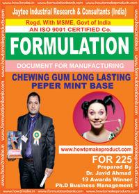 formula document for making CHEWING GUM LONG LASTING PEPPERMINT BASE