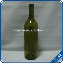PK 750ml light green glass bottle with cork for red wine