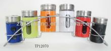 7pcs colored glass salt and pepper shaker set TP12070