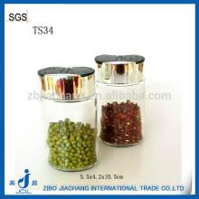 oval glass salt/pepper cellar with plastic lid TS34