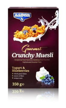 AddMilk - Gourmet Crunchy Muesli, Crunchy Muesli Yogurt and Blueberries, 350 gr.