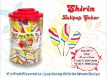 Shirin Mix Fruit Flavored Lollipop Candy With Ice Cream Design 20 gr.