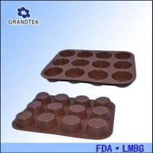 china supplier 12 cell  chocolate   color  round silicone cake molds