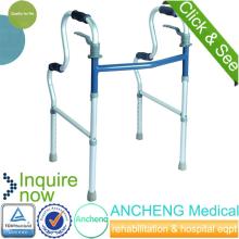 assisting seating and standing up aluminum walker frame with button mechanism and high low handgrip