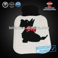 PAH 1000ml natural rubber hot water  bottle  cover with a  black  wearing the bowknot