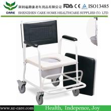 Stainless steel mobile commode chair for elderly