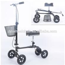 Folding steel knee walker knee scooter with basket for rehab use