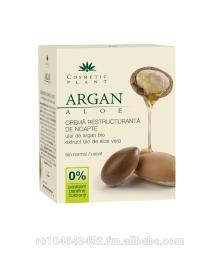Restructuring night cream with organic argan oil and organic aloe vera extract