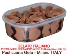 Premium italian ice cream in plastic tub