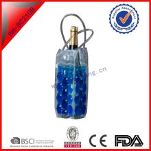 Champagne bottle cooler wrap with handle and filling cold gel