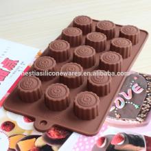 food grade microwave oven freezer safe non-stick 15 sunflower shaped silicone chocolate mold
