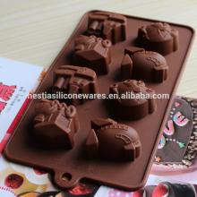 food grade microwave oven freezer safe non-stick 8 different cartoon shaped silicone chocolate mold
