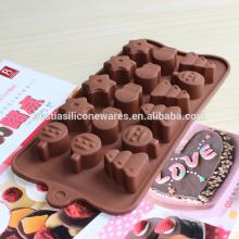 food grade microwave oven freezer safe non-stick 16 different shapes silicone chocolate mold