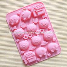 food grade microwave oven freezer safe non-stick pig house  glass  shaped silicone chocolate mold