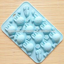 food grade microwave oven freezer safe non-stick rabbit animals shaped silicone chocolate mold