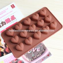 food grade microwave oven freezer safe 3D non-stick 15 heart shaped silicone chocolate mold