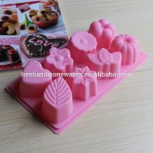 food grade microwave oven freezer safe non-stick 8 leaf flower heart different shaped silicone choco