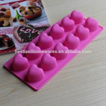 food grade microwave oven freezer safe 3D non-stick 12 heart shaped silicone chocolate mold