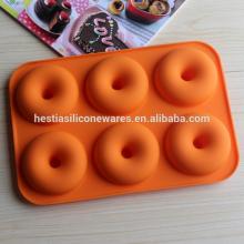 food grade microwave oven freezer safe non-stick 6 donut silicone chocolate mold