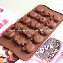 food grade microwave oven freezer safe non-stick 15 different animals shaped silicone chocolate mold